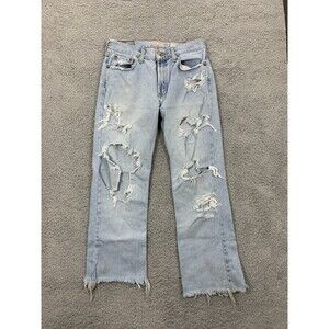 ABERCROMBIE & FITCH 2 Distressed Destroyed Bootcut Fringe Cropped Blown-out Knee